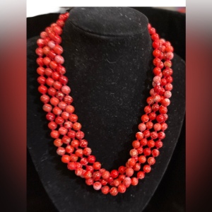 Vintage 84” Red Jasper High quality southwestern bead necklace 8.3mm