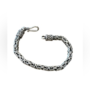 Lovely solid sterling silver 925 Byzantine Bali chain bracelet