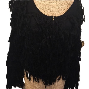 Black Knitted hand yarn Fringe sweater beauty!