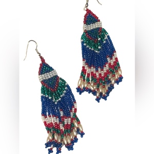 Vintage southwestern sthle Mico bead dangle handmade indian earrings