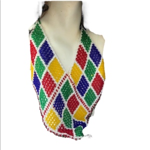 Vintage southwestern handmade colorful Seed bead Bib cleopatra necklace