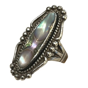 Vintage Bell Trading post Native Sterling silver 925 Elongated Abalone