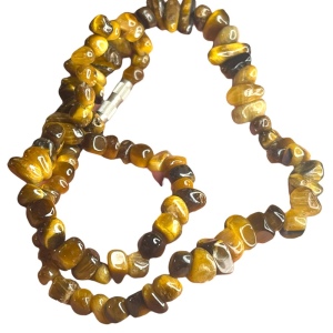 Vintage polished tiger eye stone bead chip necklace