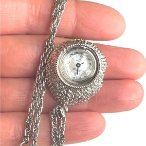 Vintage 1960s brushed silver finish Heritage fancy necklace watch