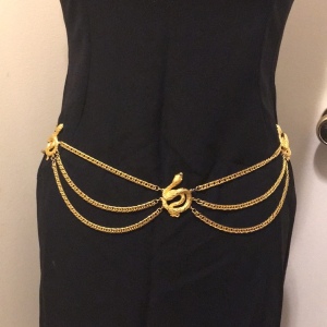 Vintage Gold Serpent Snake Necklace belt Chunky Glam