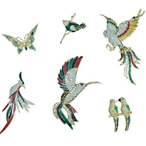 Vintage fancy crystal bird LOT 6 pcs Butterfly Paradise colorful good finish