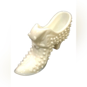 Vintage Fenton Hobnail fancy boot milk glass collectible