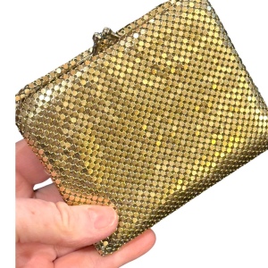 Vintage gold metal mesh wallet change purse metalic