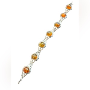 Vintage Sterling silver amber? 925 link bracelet