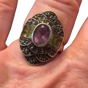 Vintage sterling silver amethyst & citrine Sterling silver 925 statement ring