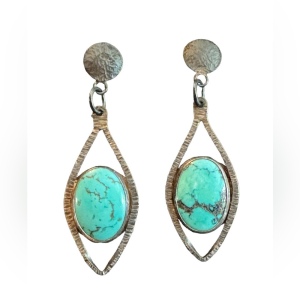 Vintage Sterling silver 925 PB Turquoise Southwestern fancy dangle earrings