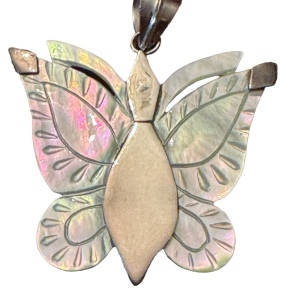 Fancy sterling silver 925 mother of pearl 925 large butterfly