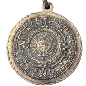 Vintage Plafina Sterling silver 925 Mexico Mayan Aztec Large pendant calendar