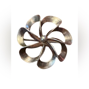 Sterling Silver 925 Niels Erik N.E. From Denmark Modernist Open Pinwheel Brooch