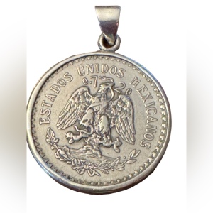 Antiquw 1926 Mexico 2 Centavos Silver coin necklace pendant