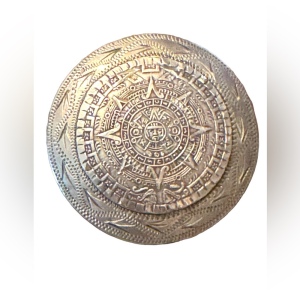 Vintage sterling silver 925 Aztec Mayan calendar Large pendant brooch Mexico