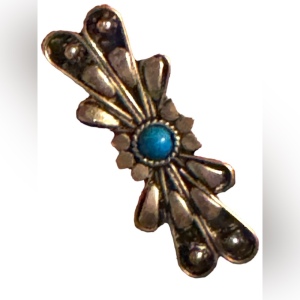 Vintage silver turquoise southwestern style bar brooch