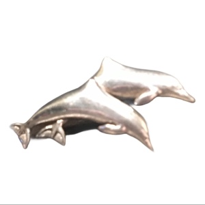 Vintage Sterling silver 925 swimming dolphin brooch