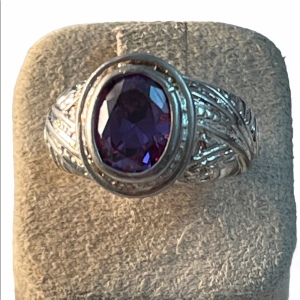 Sterling silver 925 amethyst ornate design ring