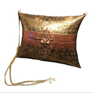 Antique Etched Brass pillow purse