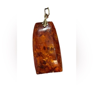 Antique 835 Gold Real Amber large necklace pendant