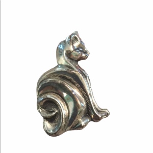 Vintage sterling silver 925 kitty cat brooch beauty!