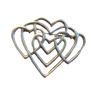 intage sterling silver H&H Tripe heart fancy brooch