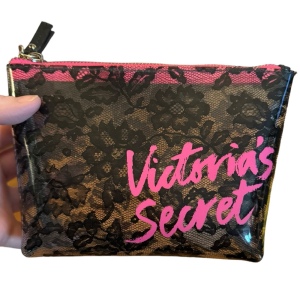 Vicroria Secret transparent clear see thru fancy plastic make up bag