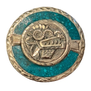 Vintage sterling silver 925 TAXCO Turquoise Aztec Mayan Mexico pendant brooch