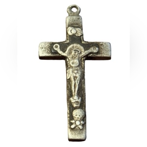 Victorian Crucifix pot metal pendant Antique 1800s