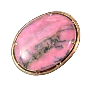 Vintage gold plt rhodonite oval pendant brooch