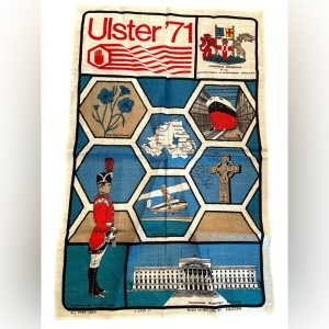 Vintage Ulster 71 Ireland Linen tea towel Northern Irish