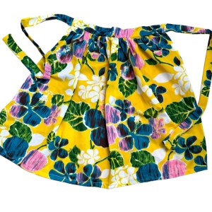 Vintage mid century hand made polyester funky hawaiin flower apron