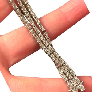 Stunning NEW w/tag Sterling silver 925 REAL DIAMOND 3 strand bracelet