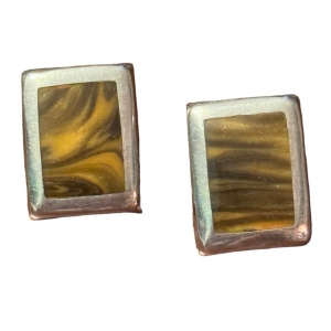 Sterling silver Taxco Mexico Tiger eye TC-90 Earrings