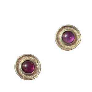 Vintage sterling silver 925 Native american Amethyst round earrings