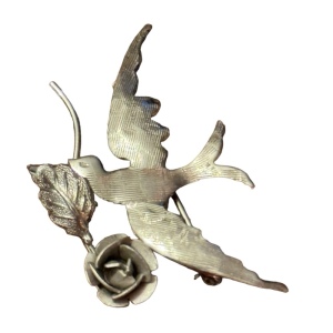 Vintsge small sterling silver BOYD BOND sweetheart swallow bird brooch