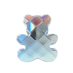 Authentic swarovski clear crystal silver rhodium plated teddy bear brooch pin