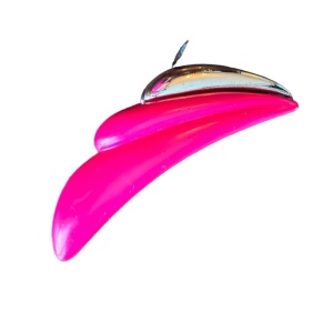 Vintage pink resin silver finish wave design brooch