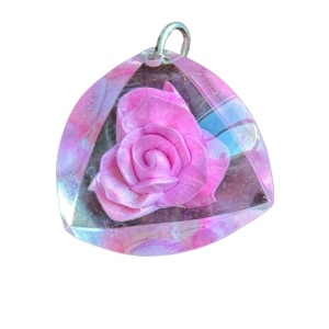 Vintage resin flower rose 3D pendant 1960s