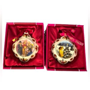 Royal Doulton Royal Albert Ceramic Christmas ornaments x 2 pcs LOT OCR NIB