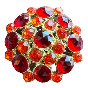 Vintage 1960s Crystal brooch pendant orange red