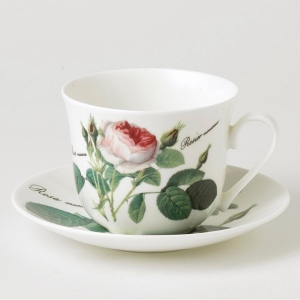 Redouté Rose Fine Bone China Large Breakfast Cup and Saucer 1 SET