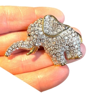 Lovely Butler Gold plate Elephant australian crystal facination brooch