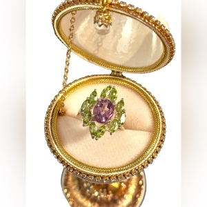 OMG stunning sterling silver peridot amethyst fancy cocktail dinner ring