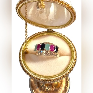 Lovely HQ Mixed gemstone ruby emerald sapphire fancy cocktail ring