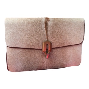 - Vintage 1960s Calf Hair Clutch purse leather