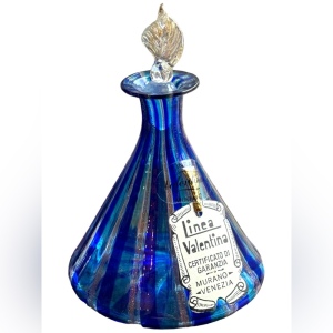 Vintage Linea Valentina Murano Italy Blue handmade colored glass perfume bottle