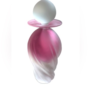 Rare 1994 HOTGLASS Satin finish handmade raspberry pink swirl perfume bottle