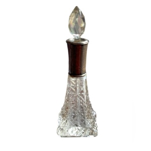 Antique Art Deco Stunning cut crystal CZECH Sterling scrolled perfume bottle